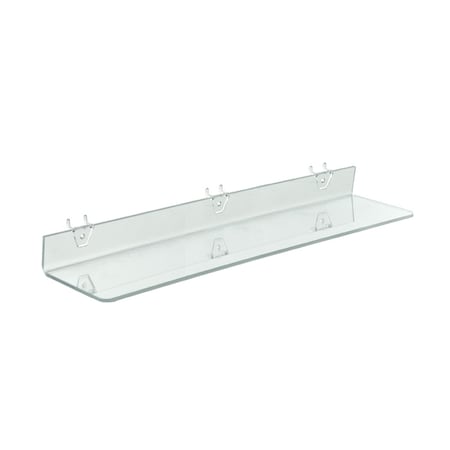 Azar Displays 24"W x 4"D Clear Acrylic Shelf for Pegboard and Slatwall, PK4 556010